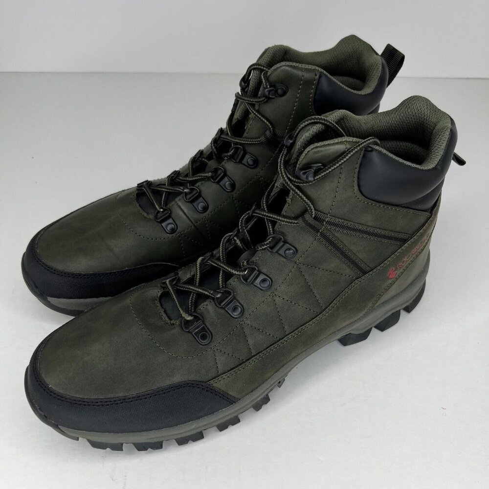 Rocawear Mens Madrid Green Lace Up Solid Faux Leather Size 13 Combat Ankle Boots